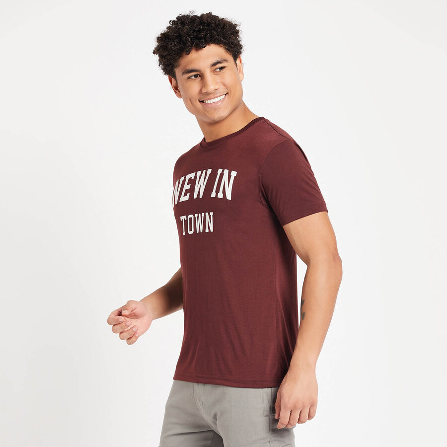 Round Neck T-Shirt, Brown, large image number null