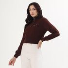 Women's Deep Brown High Neck Casual Sweatshirt, भूरा, small image number null