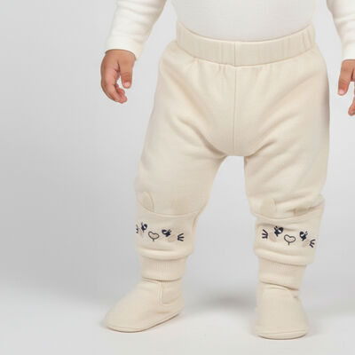 Infants Soft Cream Embroidered Cotton Blend Pyjama