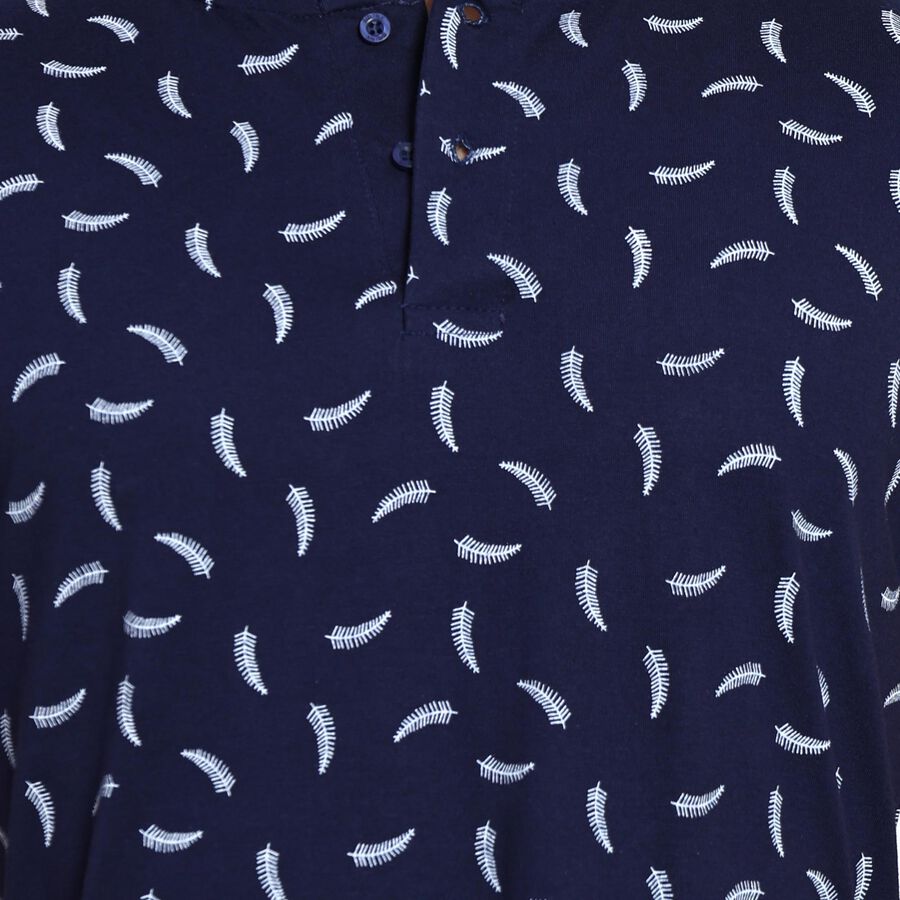 Men's Henley Half Sleeves T-Shirt , Navy Blue, large image number null