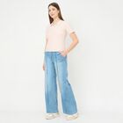 Women's Bright Pink Polo Collar Casual T-Shirt, गुलाबी, small