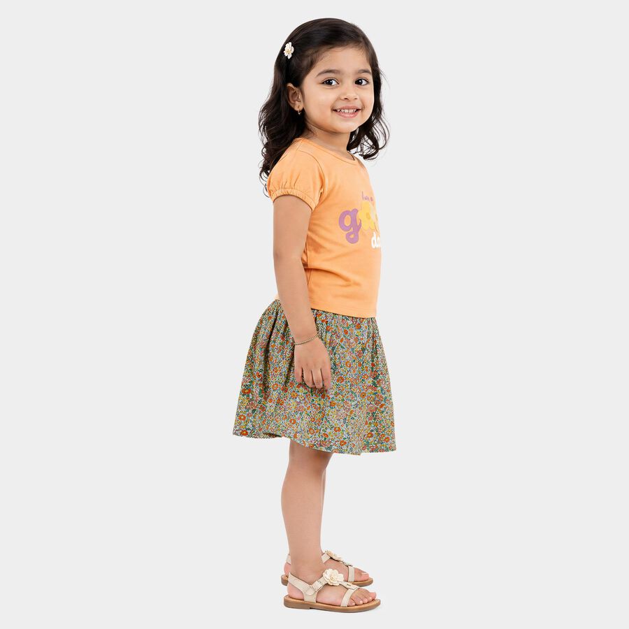 Girls Peach Top and Skirt Set, Peach, large
