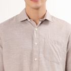 Men's Muted Brown Classic Casual Shirt, भूरा, small