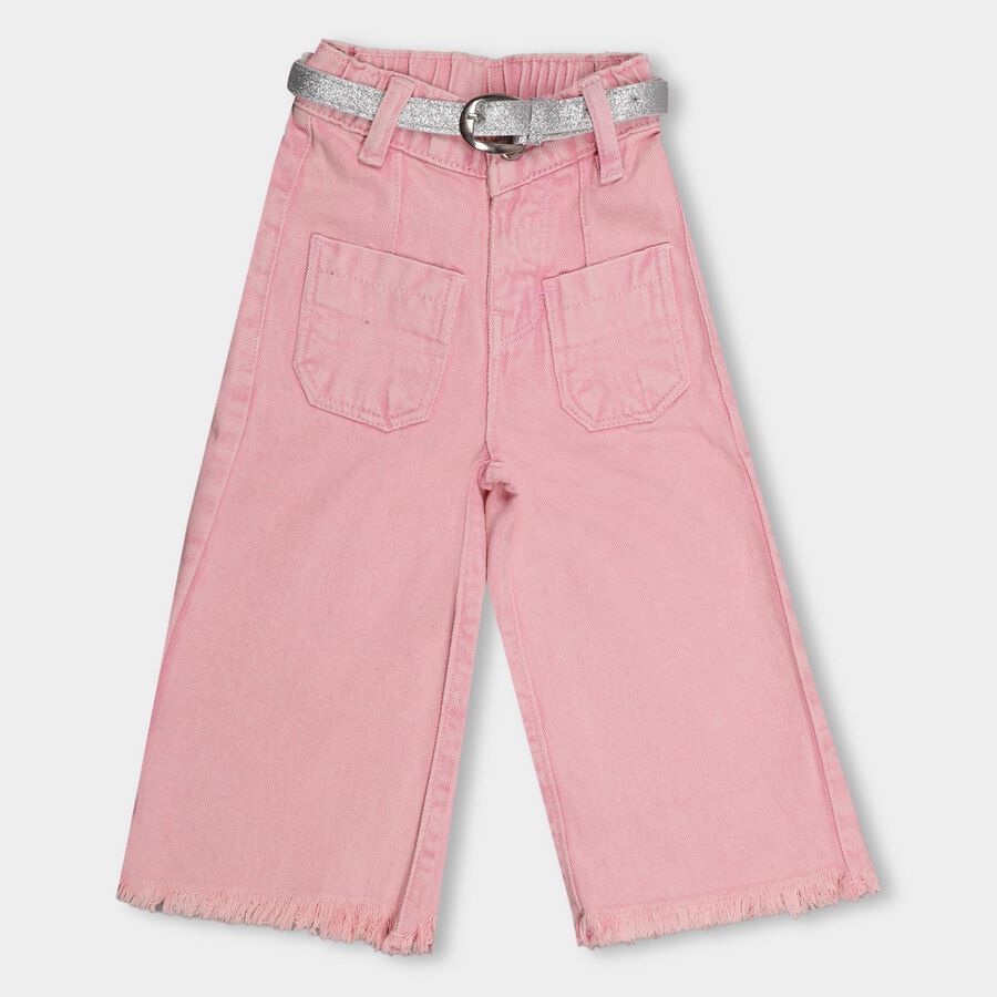 Girls' Light Pink Flared Fit Overdyed Jeans, Pink, large image number null