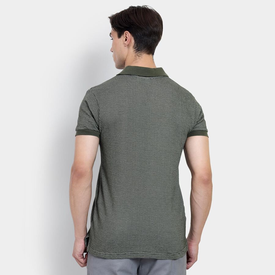 Men's Collared Half Sleeves T-Shirt , गहरा हरा, large image number null