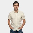 Men's White Cotton Casual Shirt, ऑफ व्हाइट, small