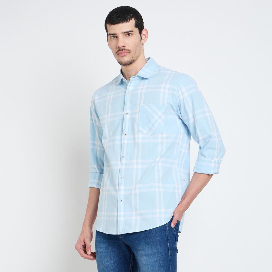 Men's 100% Cotton Casual Shirt , Light Blue, large image number null