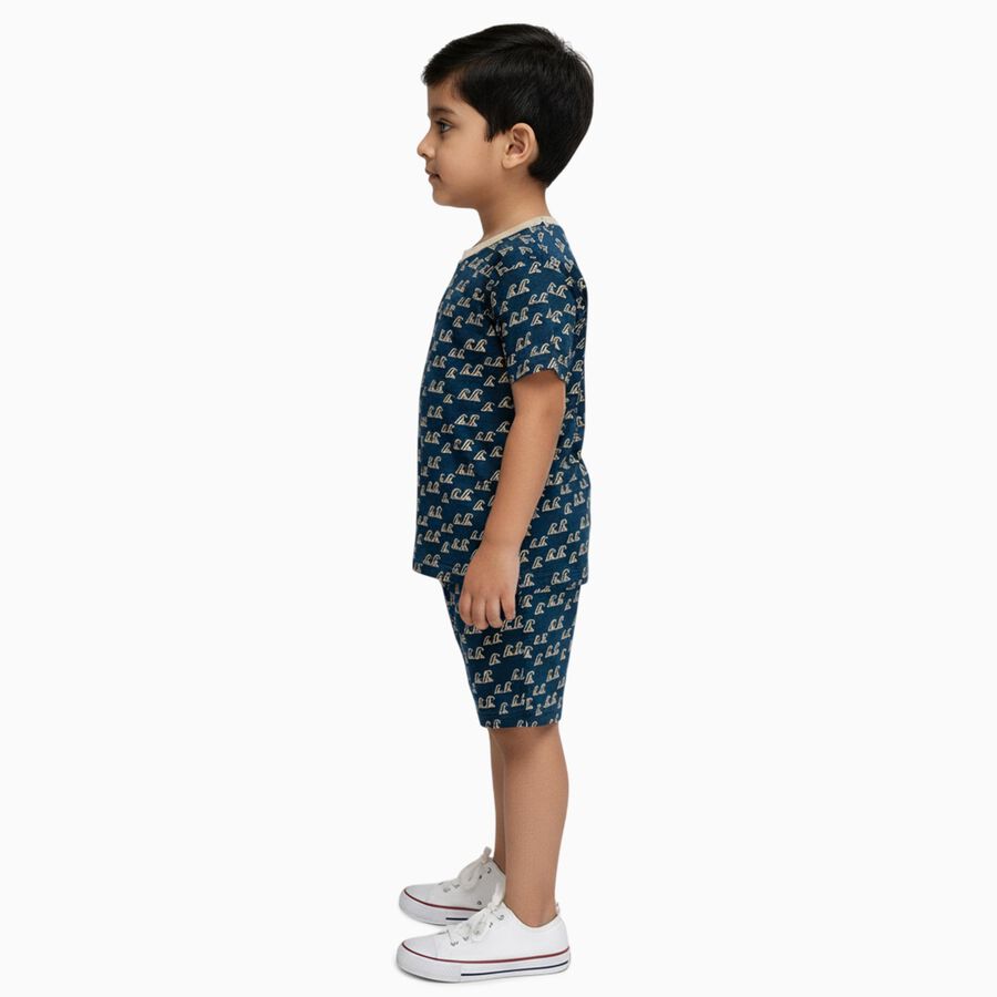 Boys' Night Suit, मध्यम नीला, large image number null