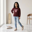 Girls' Wine Crew Neck Graphic Print Sweatshirt, Wine, small