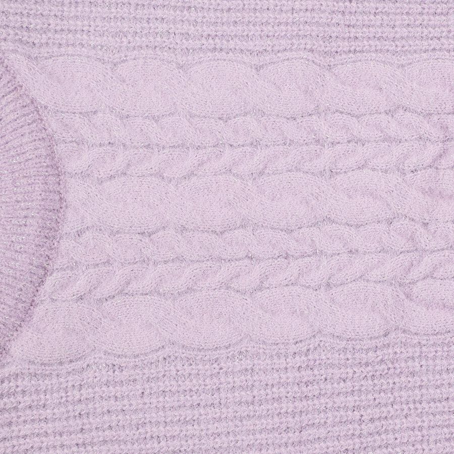 Girls Soft Lavender Crew Neck Casual Pullover, Lilac, large image number null