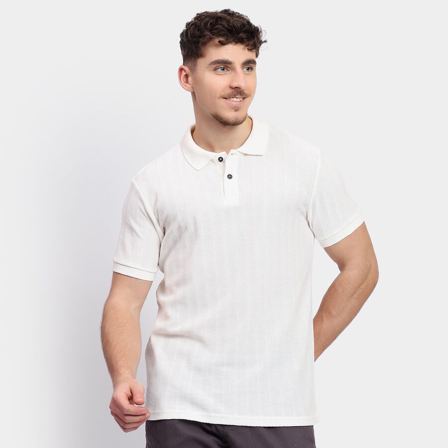 Men's Collared Half Sleeves T-Shirt , Off White, large image number null