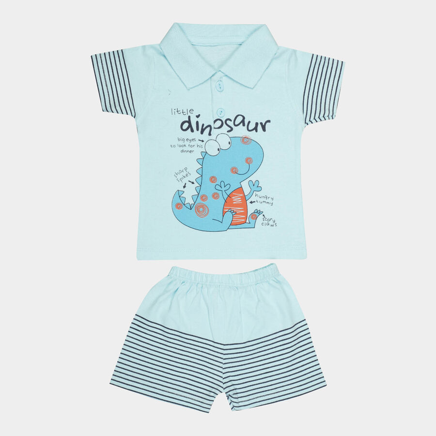 Infants Cotton Baba Suit, Light Blue, large image number null
