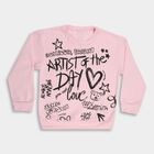 Girls' Light Pink Crew Neck Graphic Sweatshirt, Light Pink, small image number null