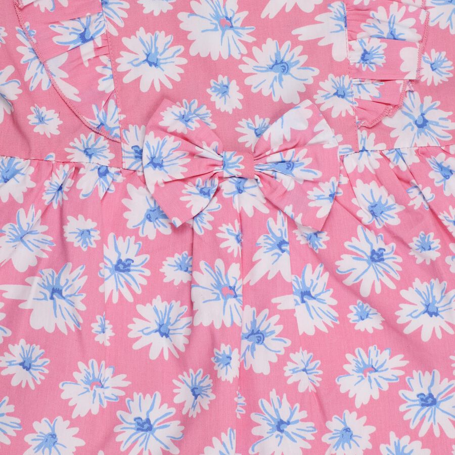 Girls' 100% Cotton Frock , Pink, large image number null