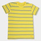 Boys' Yellow Cotton Round Neck Striped T-Shirt, मस्टर्ड, small image number null