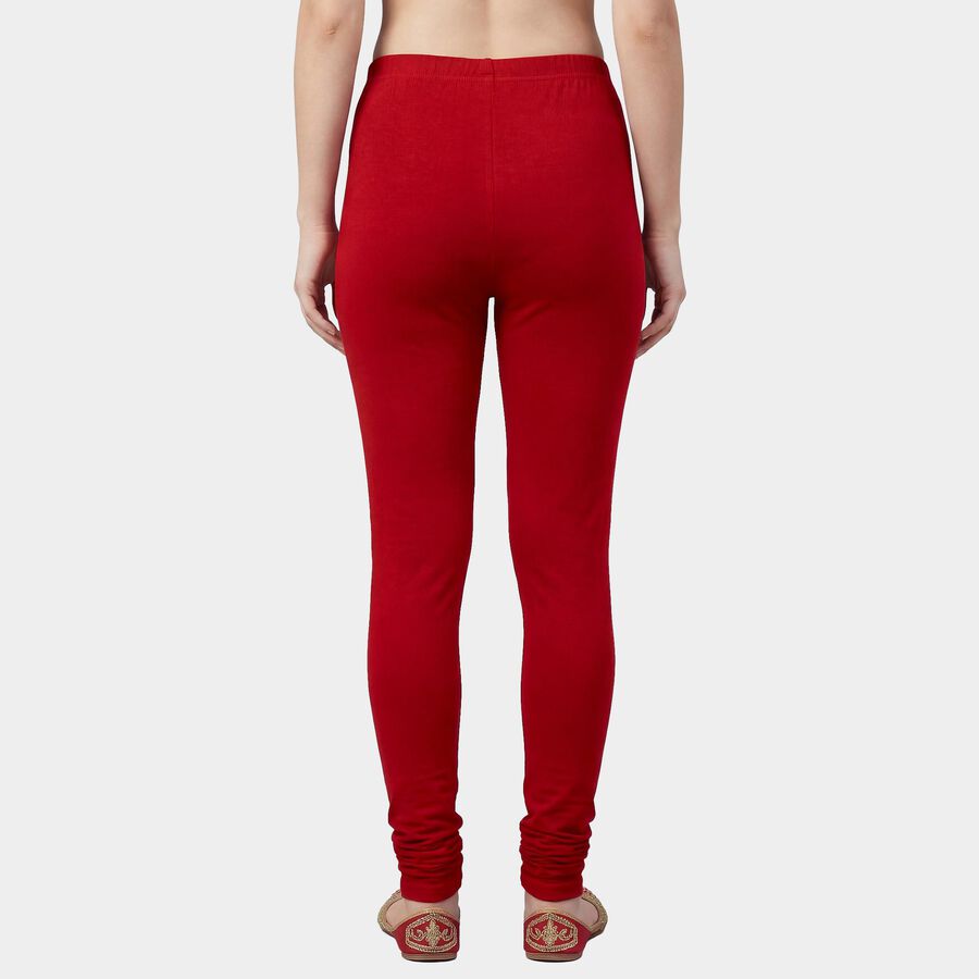 Women's Maroon Slim Fit Cotton Blend Churidar Leggings, Maroon, large