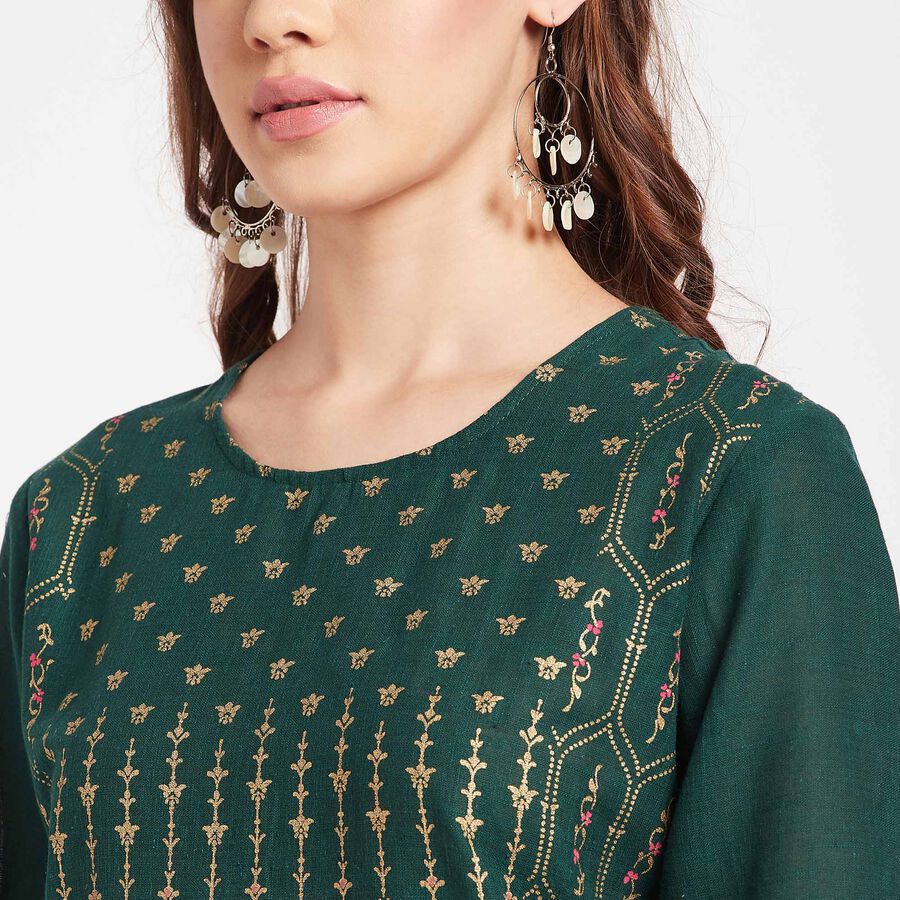 All Over Print Kurta, गहरा हरा, large image number null