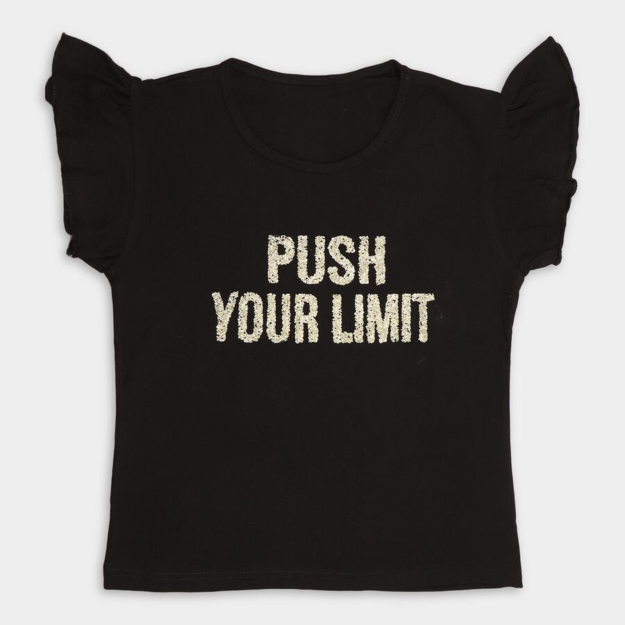 Girls' 100% Cotton T-Shirt , Black, large image number null