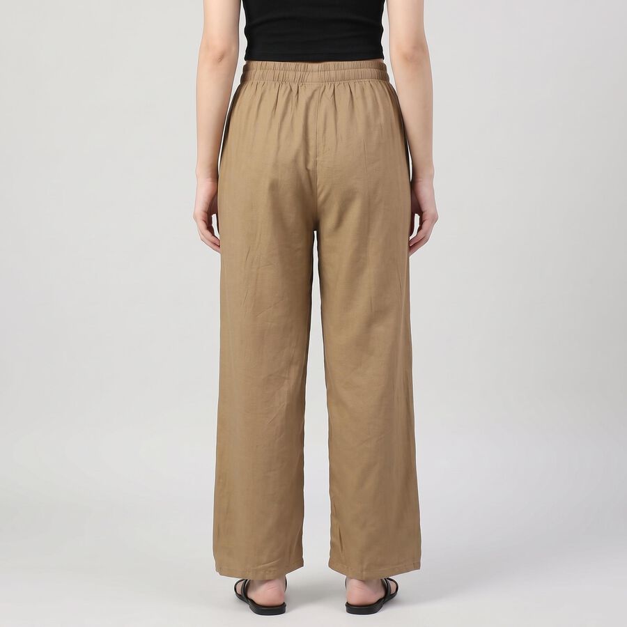 Women's Beige Regular Fit Solid Palazzos, खाकी, large