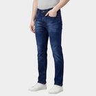 Men's Navy Blue Slim Fit Stretchable Jeans, Mid Blue, small