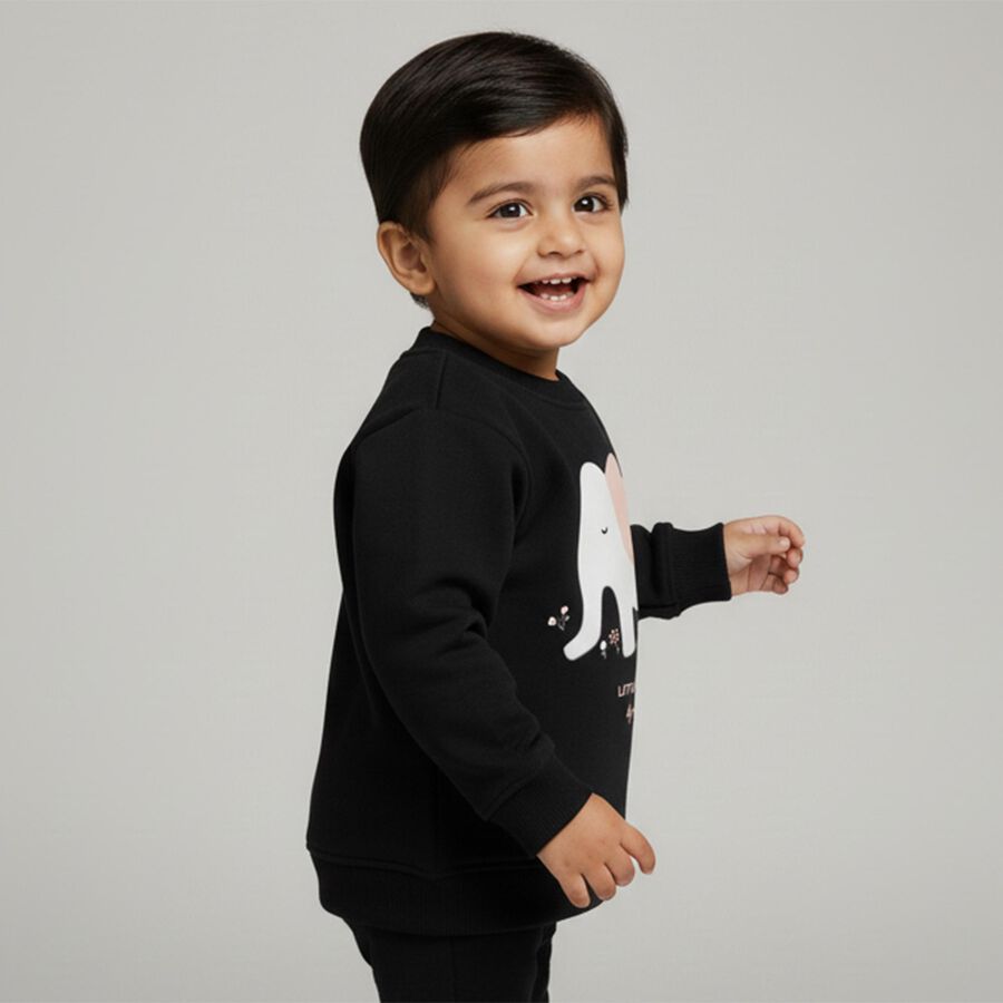 Infants Charcoal Crew Neck Casual Sweatshirt, चारकोल, large image number null