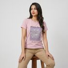 Women's Lilac Cotton Blend Round Neck Regular T-Shirt, Lilac, small