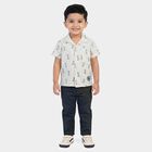 Boys' Off-White Cotton Half Sleeve Cuban Collar Casual Shirt, ऑफ व्हाइट, small