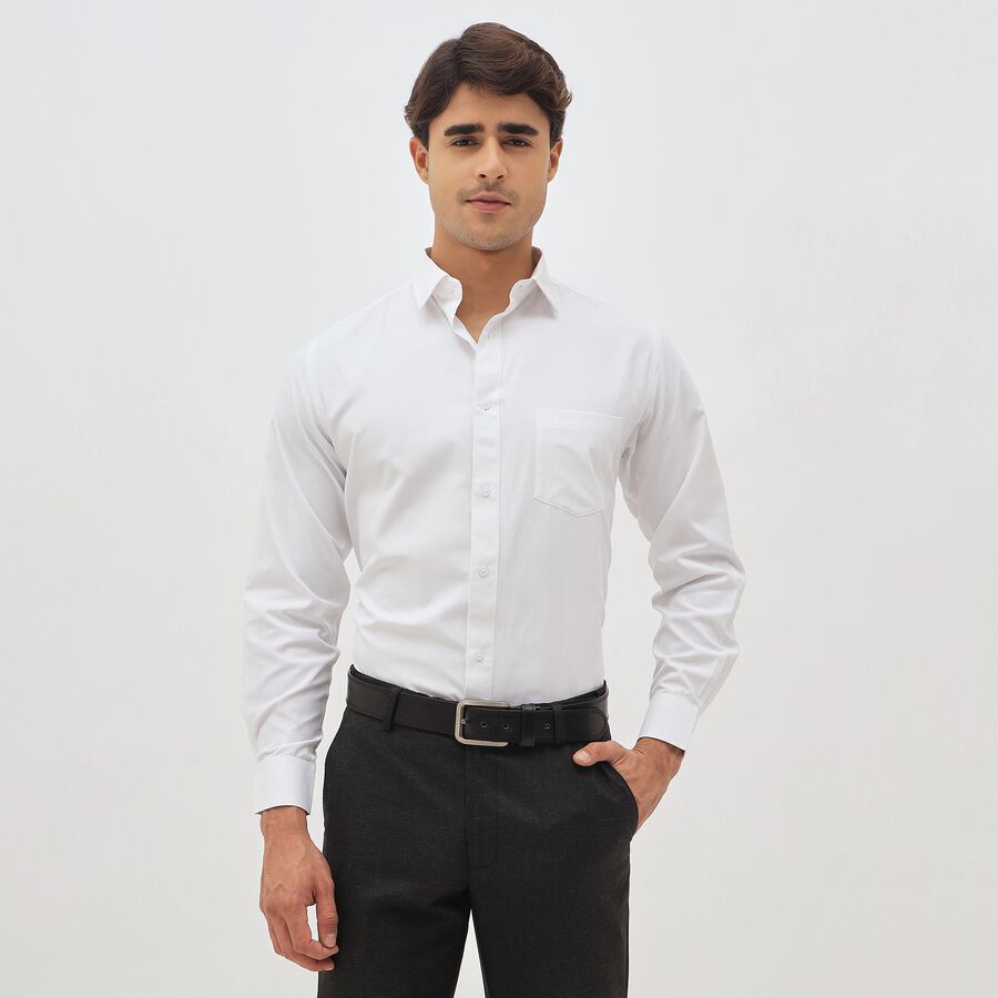 Men's Rich Eggshell White Classic Formal Shirt, सफ़ेद, large image number null