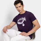 Men's Round Neck Half Sleeves T-Shirt, बैंगनी, small image number null