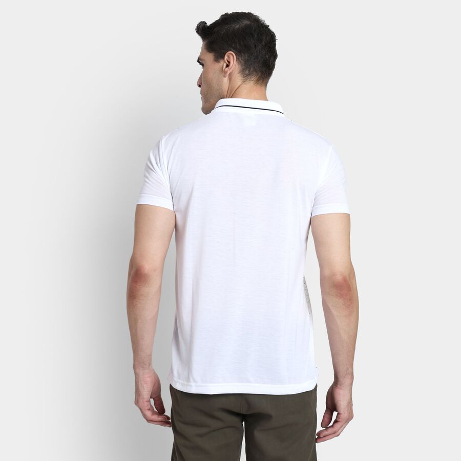 Men's Collared Half Sleeves T-Shirt, White, large image number null
