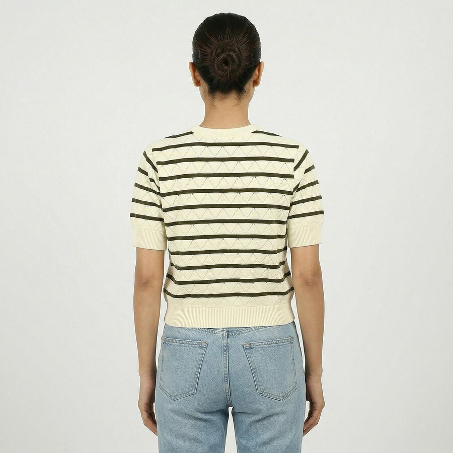 Women's Olive Green Cotton Top, ओलिव, large
