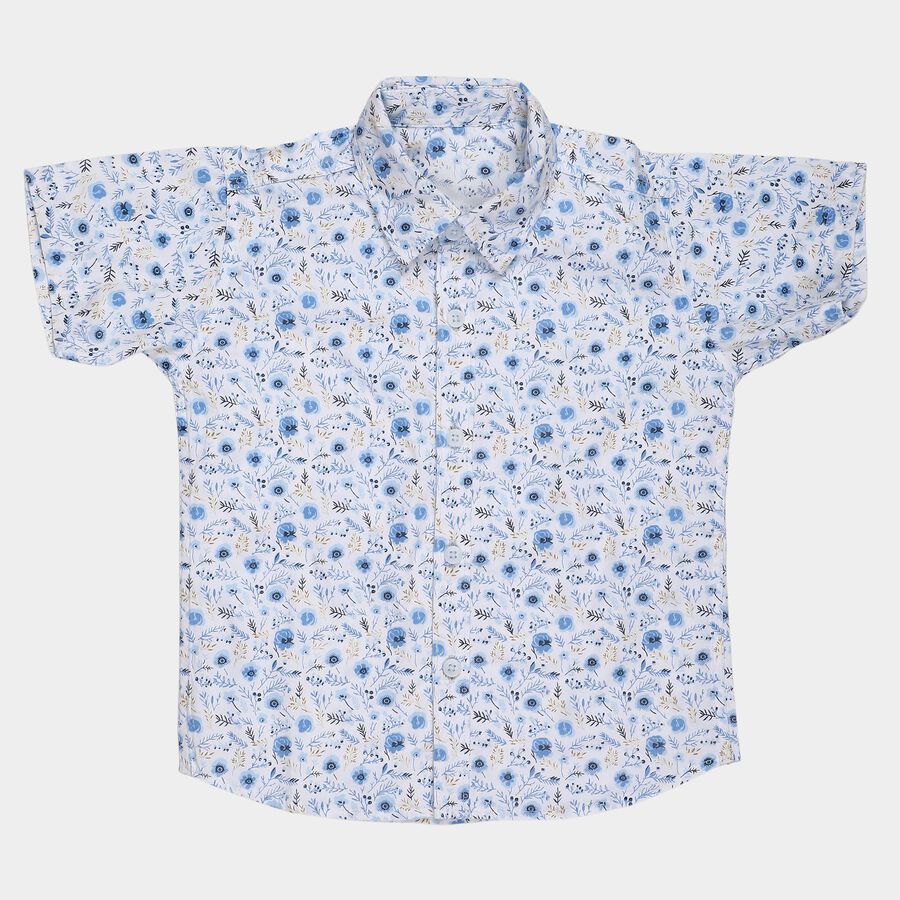 Boys Light Blue Cotton Half Sleeve Classic Casual Shirt, Light Blue, large