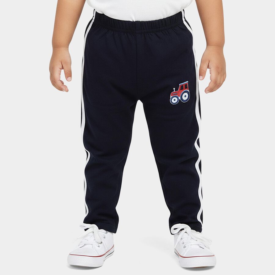 Infants' Midnight Navy Blue Regular Fit Tractor Graphic Cotton Pyjama, नेवी ब्लू, large