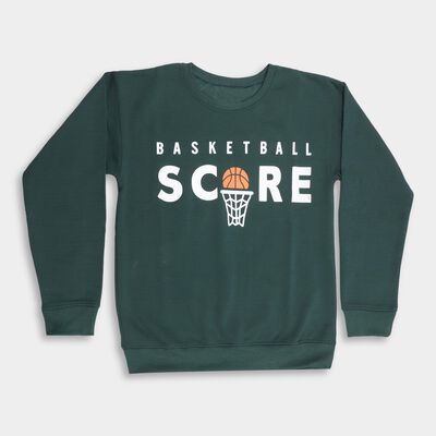 Boys Dark Forest Green Crew Neck Graphic Sweatshirt