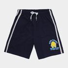 Boys Navy Blue Regular Fit Neon Zipper Detail Bermuda Shorts, नेवी ब्लू, small