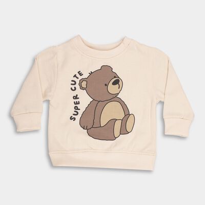 Infants Soft Beige Crew Neck Casual Sweatshirt