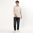 Men's Soft Peach Mandarin Collar Casual Shirt, Peach, small image number null