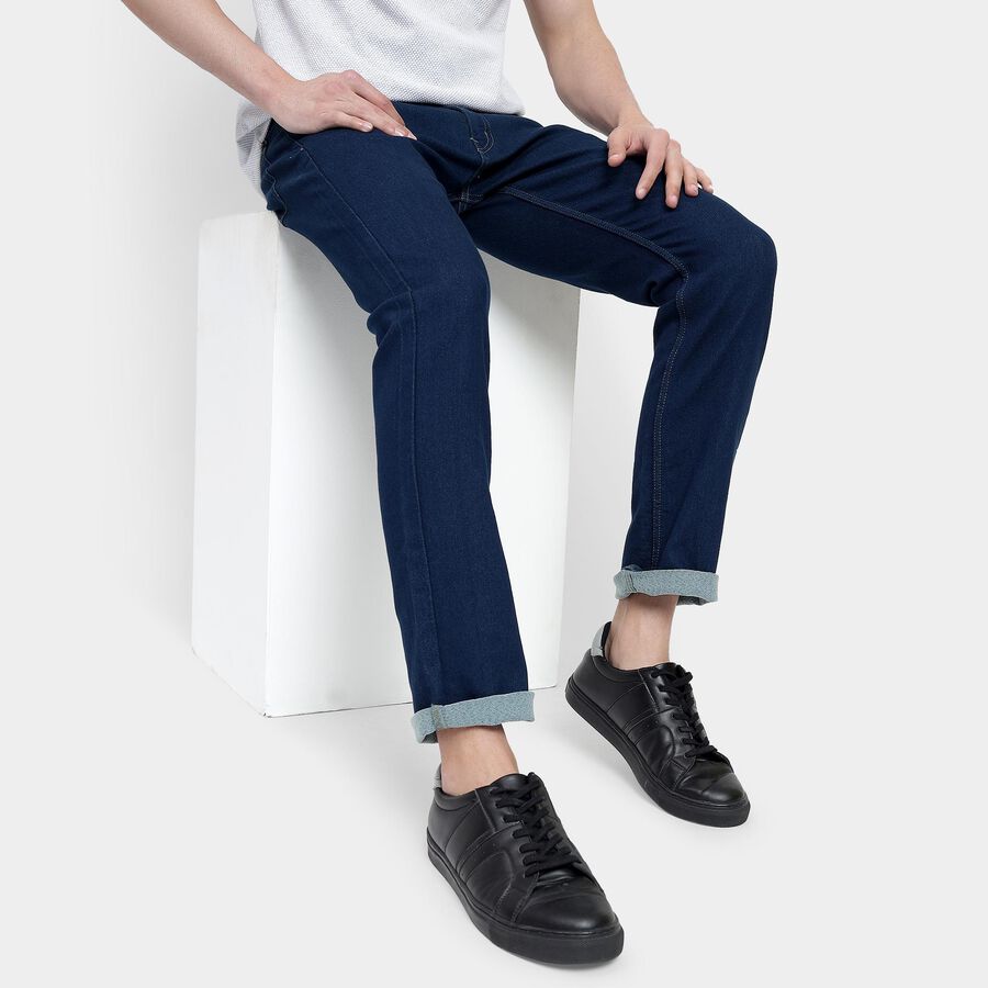 Men's Slim Fit Jeans, मध्यम नीला, large image number null