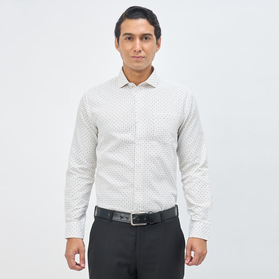 Men's Soft Beige Spread Collar Formal Shirt, Beige, large