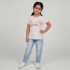 Girls Light Pink Cotton Round Neck Casual T-Shirt, हल्का गुलाबी, small image number null