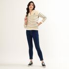 Women's Rich Eggshell White Hooded Neck Casual Sweatshirt, Off White, small image number null