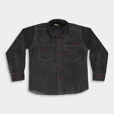 Boys Dark Charcoal Grey Classic Casual Shirt