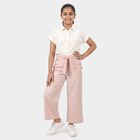Girls' Pink Wide Leg Tie-Up Trousers, Light Pink, small