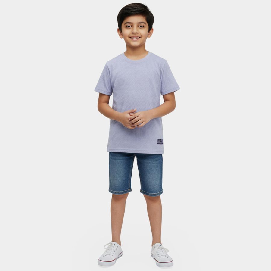 Boys Light Blue Crew Neck Casual Half Sleeve T-Shirt, Light Blue, large