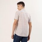Men's Beige Cotton Half Sleeve Classic Casual Shirt, Beige, small