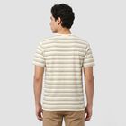 Men's Cream Round Neck Regular T-Shirt, ऑफ व्हाइट, small