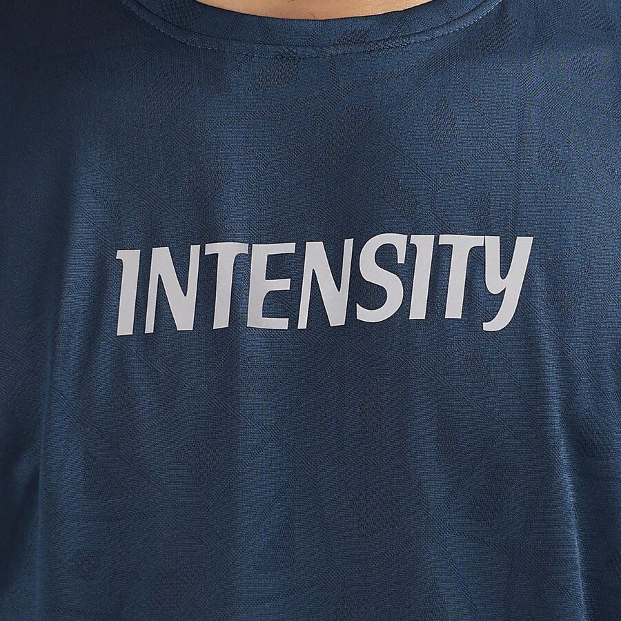 Men's Deep Midnight Navy Crew Neck Athleisure T-Shirt, गहरा नीला, large image number null