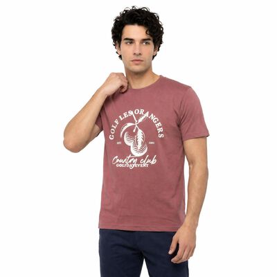 Men Pink Round Neck Regular T-Shirt