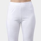 Women's White Slim Fit Solid Elastic Waist Churidar, White, small