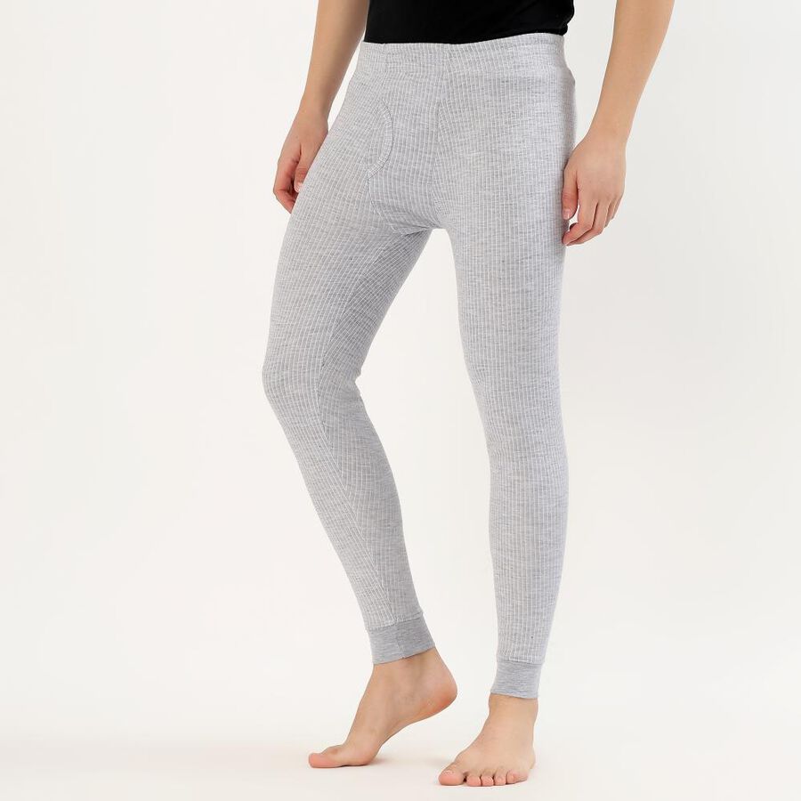 Men's Light Grey Slim Fit Thermal Lower, Melange Mid Grey, large image number null